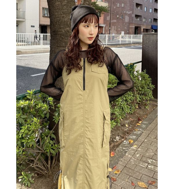 MURUA「メッシュロゴカーゴワンピース」|ワンピース|