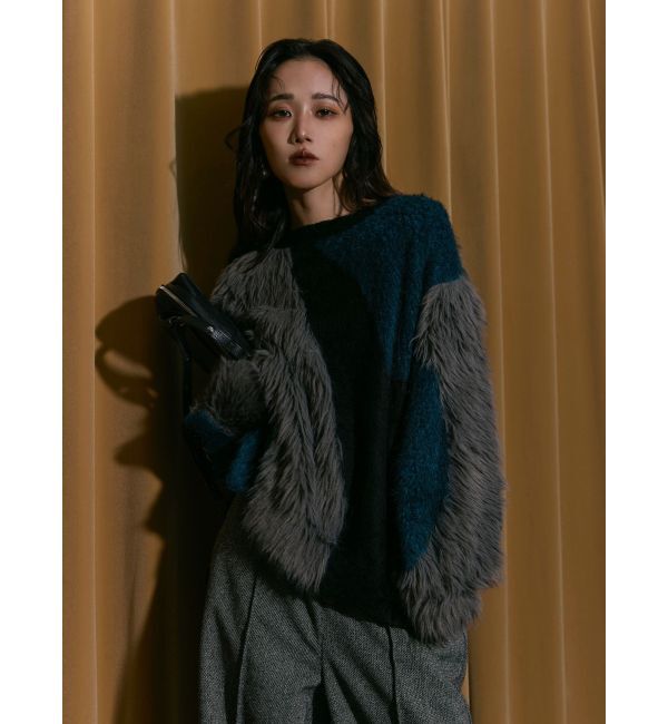 MURUA「【YUKKOコラボ】MIXヤーンチュニックニット」|ニット・セーター|ブラック