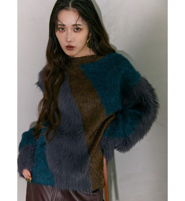 MURUA「【YUKKOコラボ】MIXヤーンチュニックニット」|ニット・セーター|ブラウン