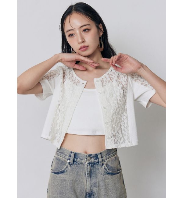 MURUA「レーシーアンサンブルトップス」|Tシャツ・カットソー|