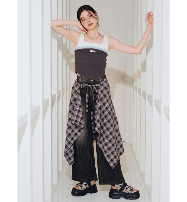 MURUA「ベアドッキングテレコタンク」|タンクトップ|