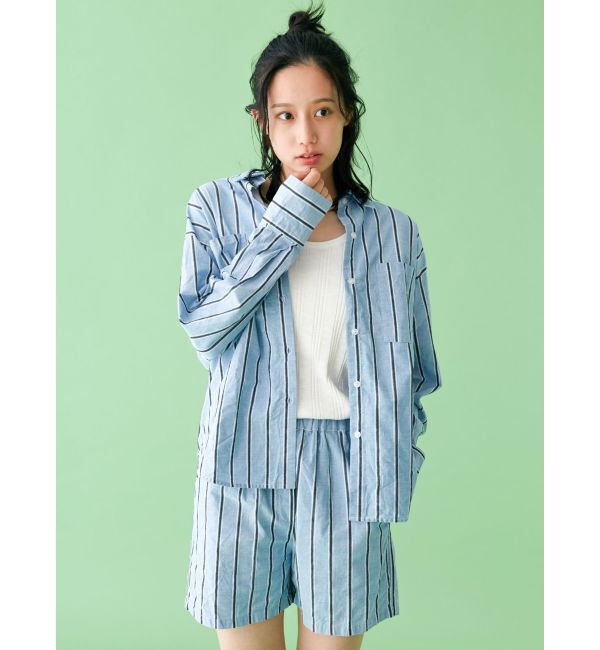 Ungrid「【WEB限定】ストライプルーズシャツ」|シャツ・ブラウス|ブルー