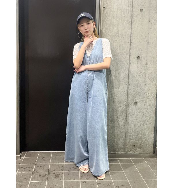 Ungrid「バックオープンデニムサロペット」|オールインワン|