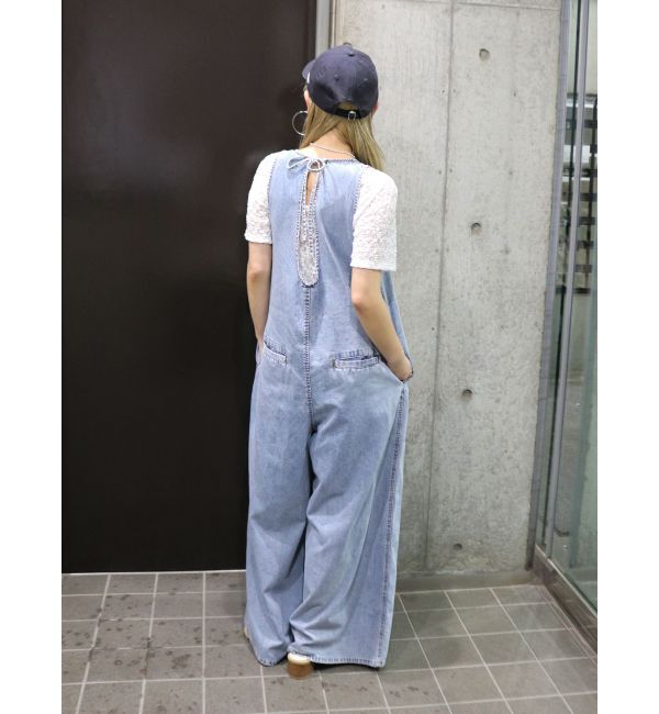 Ungrid「バックオープンデニムサロペット」|オールインワン|