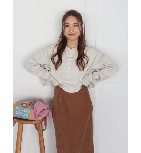 Ungrid「FAITH MILLS別注ヘンリーネックショートロングスリーブTee」|Tシャツ・カットソー|