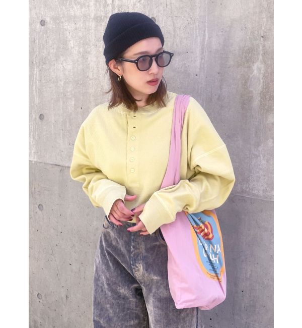 Ungrid「FAITH MILLS別注ヘンリーネックショートロングスリーブTee」|Tシャツ・カットソー|イエロー