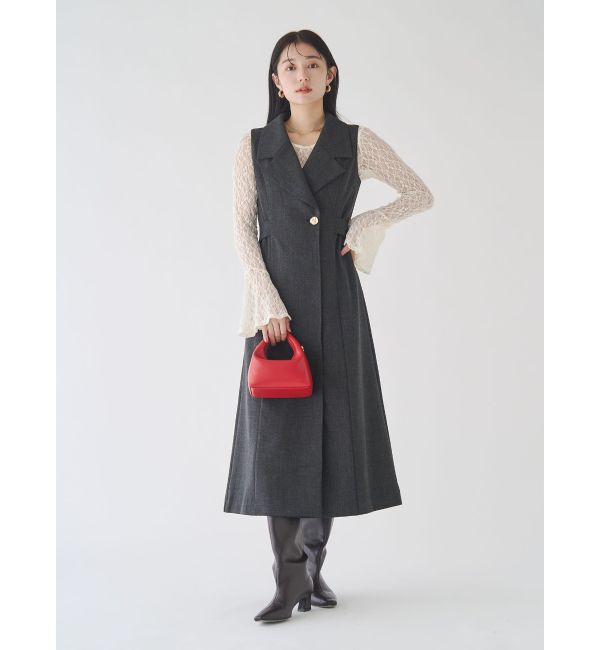 LAGUNAMOON「メタルボタンテーラードジャンパースカート」|ワンピース|チャコールグレー