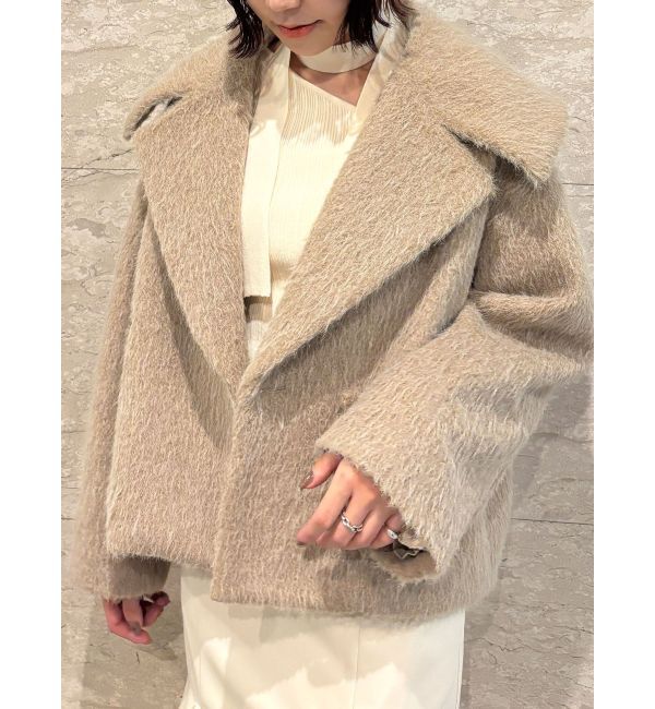 LAGUNAMOON「フェイクフェザーワイドカラーショートコート」|その他|