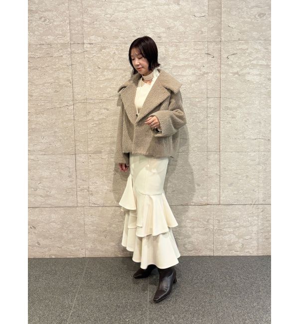 LAGUNAMOON「フェイクフェザーワイドカラーショートコート」|その他|