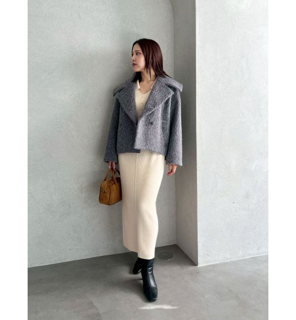 LAGUNAMOON「フェイクフェザーワイドカラーショートコート」|その他|
