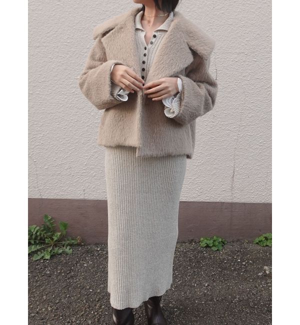 LAGUNAMOON「フェイクフェザーワイドカラーショートコート」|その他|