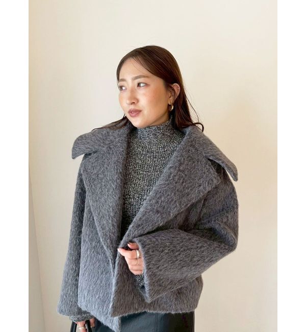 LAGUNAMOON「フェイクフェザーワイドカラーショートコート」|その他|