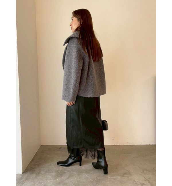 LAGUNAMOON「フェイクフェザーワイドカラーショートコート」|その他|