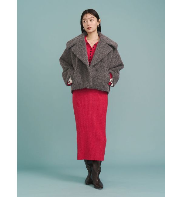 LAGUNAMOON「フェイクフェザーワイドカラーショートコート」|その他|