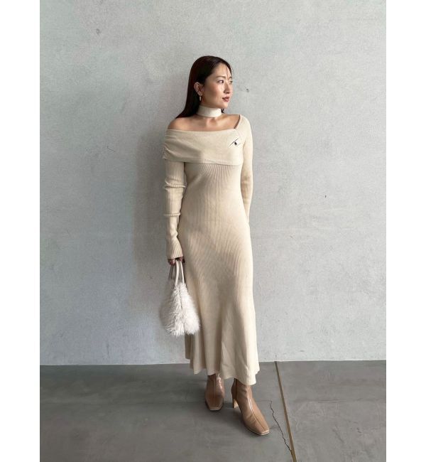 LAGUNAMOON「【POLO BCSコラボ】オフショルチョーカーニットワンピース」|ワンピース|