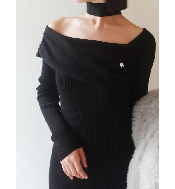 LAGUNAMOON「【POLO BCSコラボ】オフショルチョーカーニットワンピース」|ワンピース|