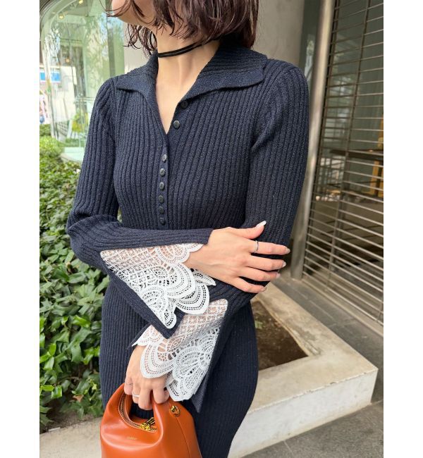 LAGUNAMOON「ラメブレンドレースカフスニットワンピース」|ワンピース|