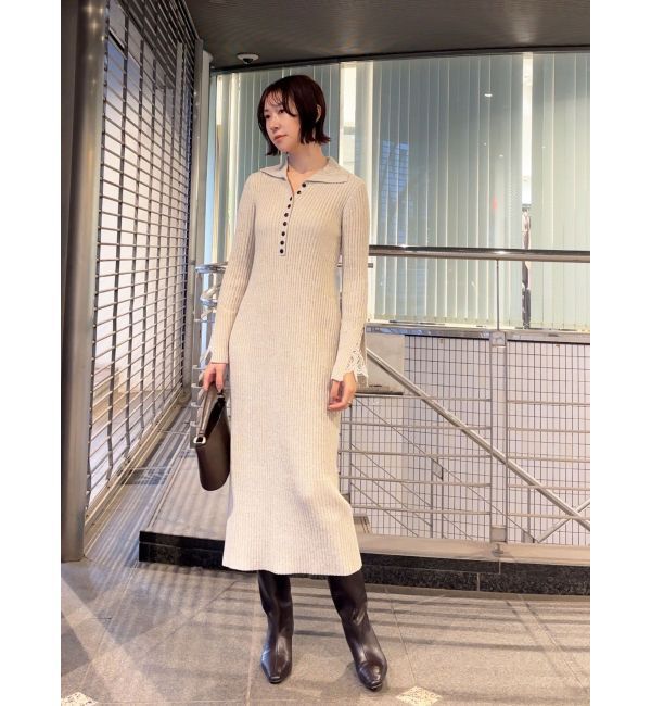 LAGUNAMOON「ラメブレンドレースカフスニットワンピース」|ワンピース|