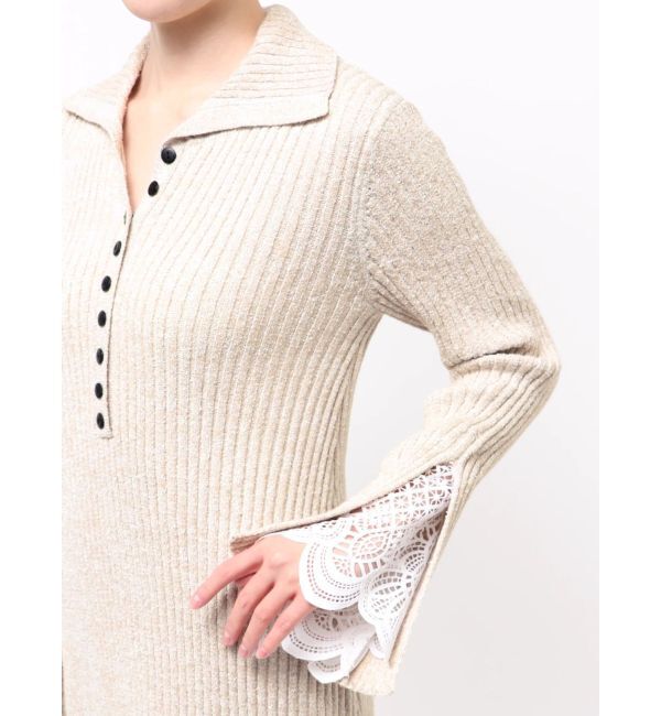 LAGUNAMOON「ラメブレンドレースカフスニットワンピース」|ワンピース|