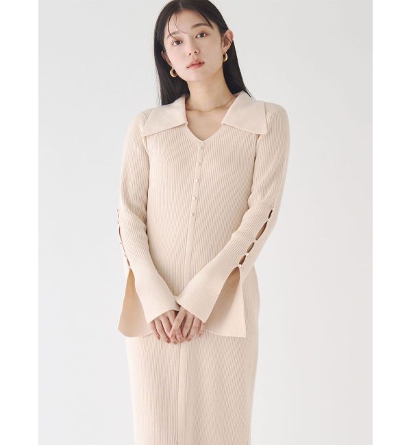 LAGUNAMOON「ビックカラーメタルボタンワンピース」|ワンピース|アイボリー