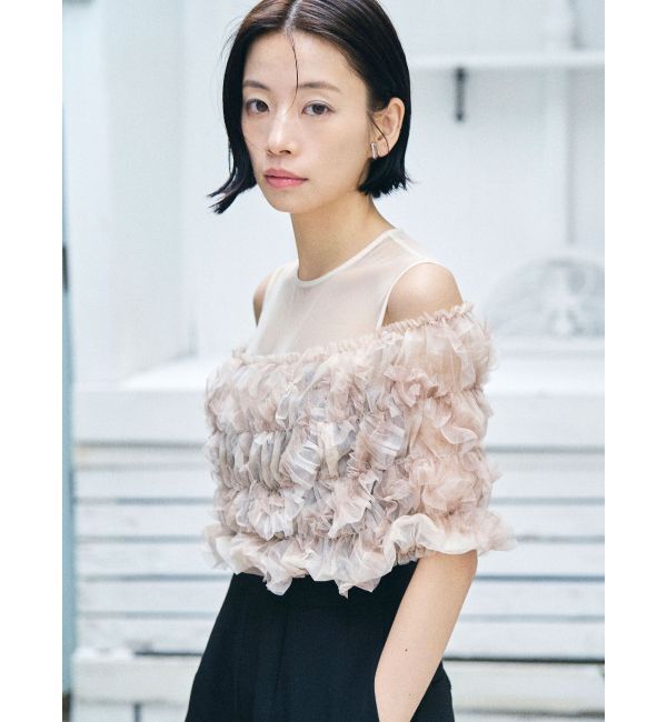 LAGUNAMOON「LADYチュールオフショルパンツドレス」|ドレス|