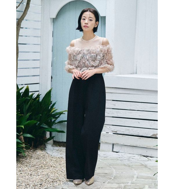 LAGUNAMOON「LADYチュールオフショルパンツドレス」|ドレス|