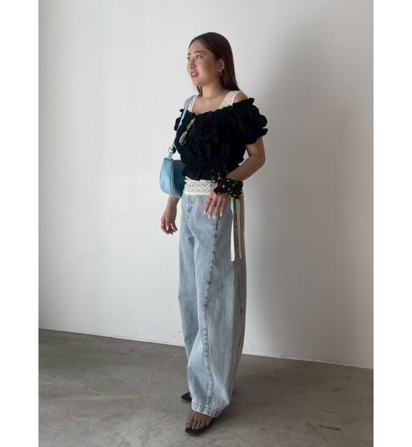 LAGUNAMOON「LADYシャーリングブラウスパンツドレス」|ドレス|