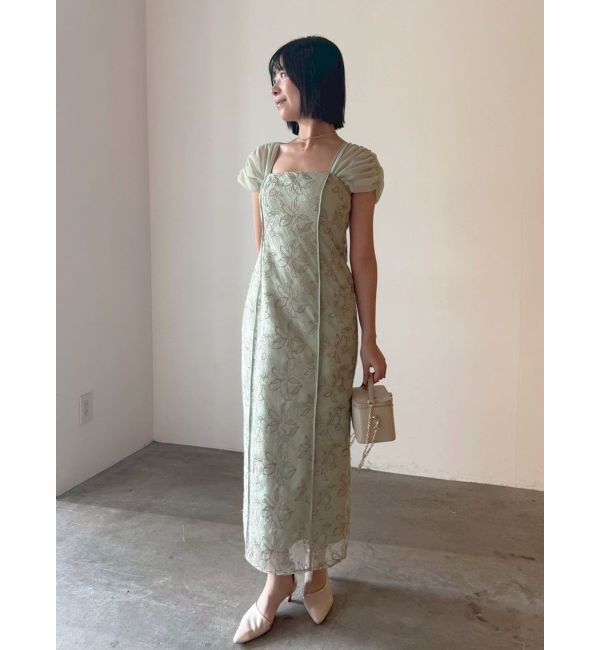 LAGUNAMOON「LADYラメフェザーエンブロイダリードレス」|ワンピース|