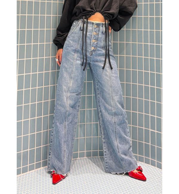 jouetie「【Something &times;PosTokyo】BELTLESS WIDE DENIM」|デニム|ブルー