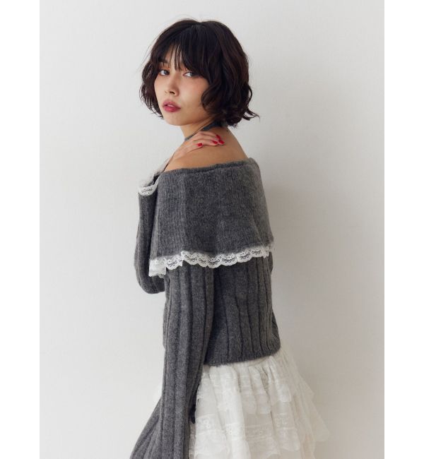 jouetie「フリルレースオフショルトップス」|ニット・セーター|