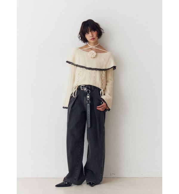 jouetie「フリルレースオフショルトップス」|ニット・セーター|