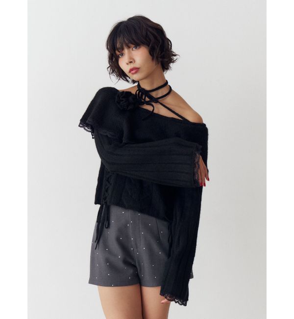 jouetie「フリルレースオフショルトップス」|ニット・セーター|