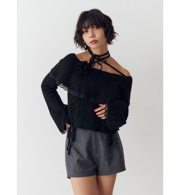 jouetie「フリルレースオフショルトップス」|ニット・セーター|