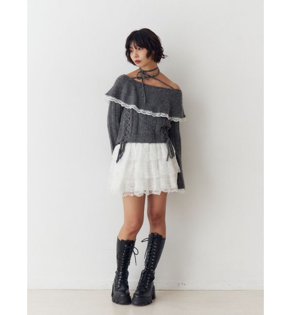 jouetie「フリルレースオフショルトップス」|ニット・セーター|