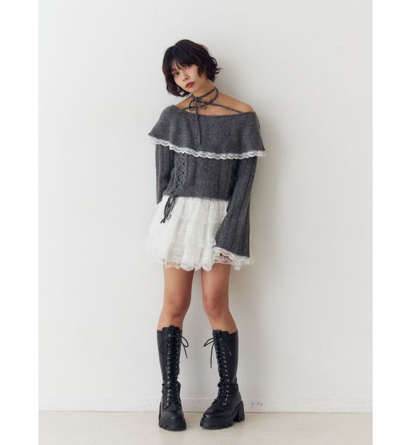 jouetie「フリルレースオフショルトップス」|ニット・セーター|
