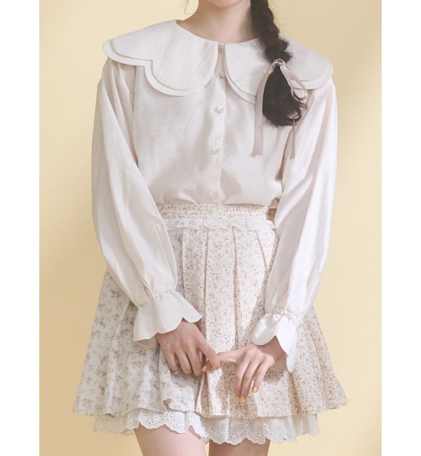 merry jenny「おはなスカラップブラウス」|シャツ・ブラウス|ピンク