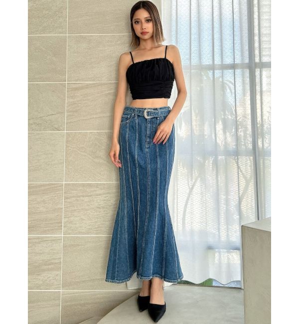 GYDA「ハイウエストバックルベルトデザインマーメイドスカート」|スカート|