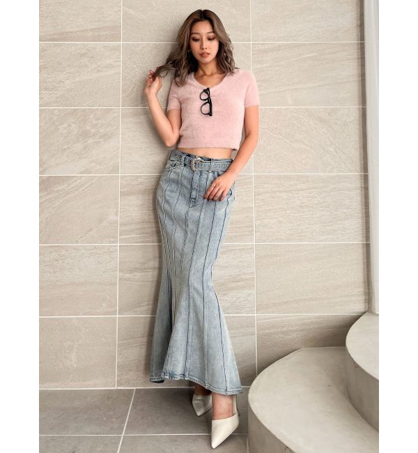 GYDA「ハイウエストバックルベルトデザインマーメイドスカート」|スカート|