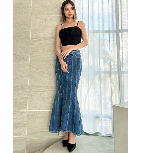 GYDA「ハイウエストバックルベルトデザインマーメイドスカート」|スカート|