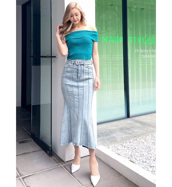 GYDA「ハイウエストバックルベルトデザインマーメイドスカート」|スカート|