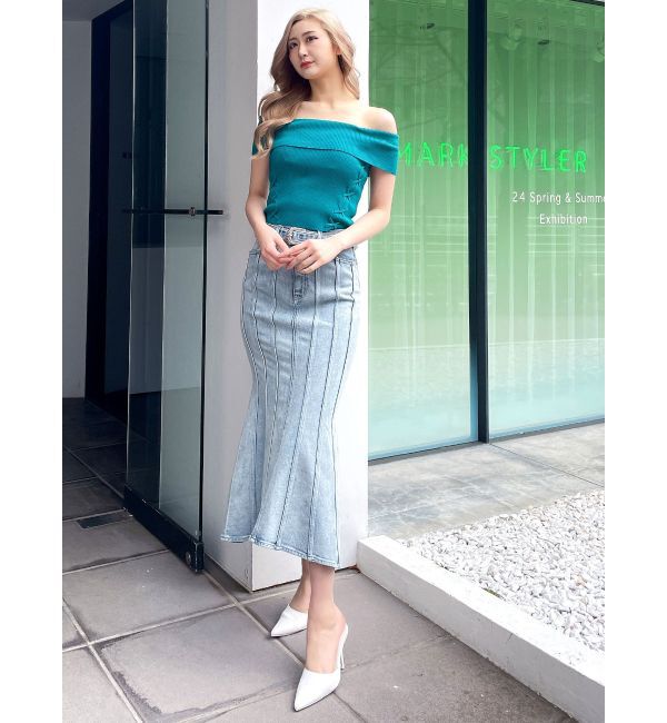 GYDA「ハイウエストバックルベルトデザインマーメイドスカート」|スカート|