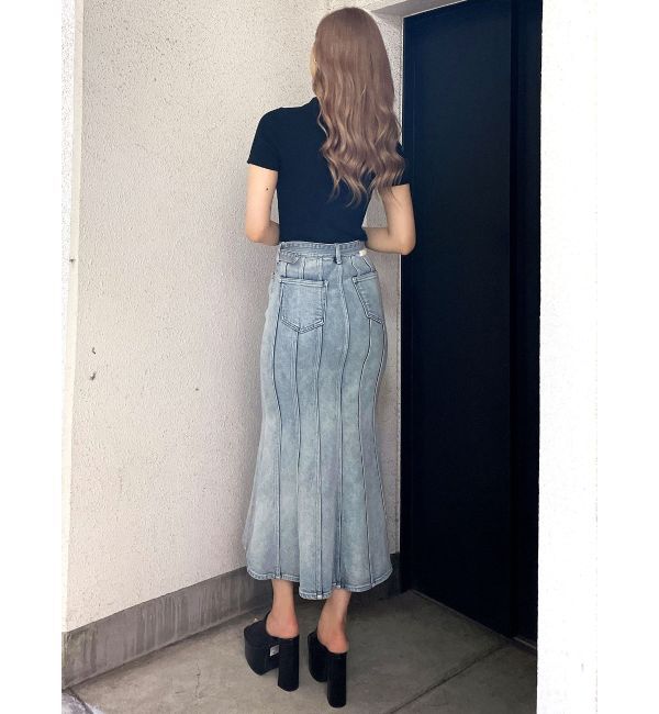 GYDA「ハイウエストバックルベルトデザインマーメイドスカート」|スカート|