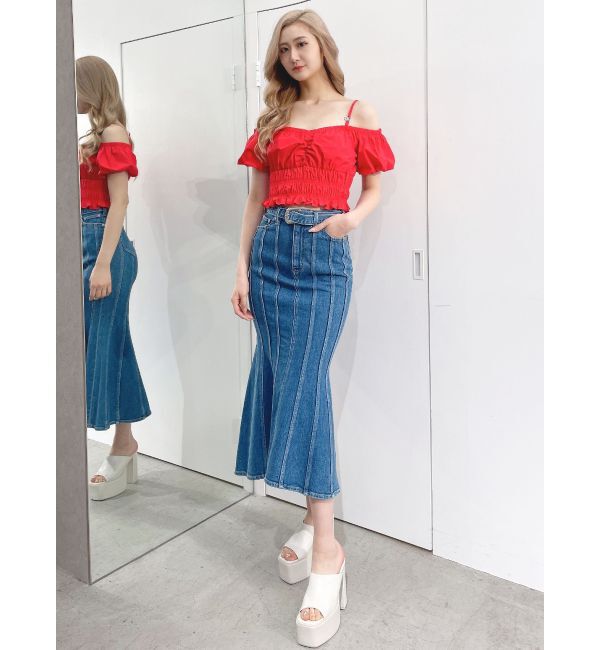 GYDA「ハイウエストバックルベルトデザインマーメイドスカート」|スカート|