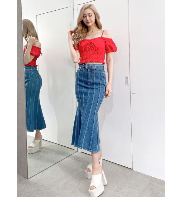 GYDA「ハイウエストバックルベルトデザインマーメイドスカート」|スカート|