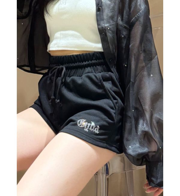 GYDA「ラインストーンGYDAラメショートパンツ【SETUP着用可】」|その他|ブラック