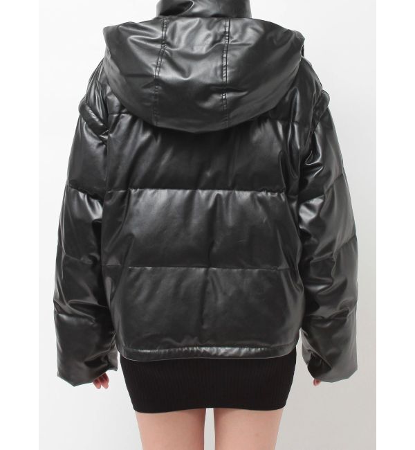 GYDA「2WAYフェイクレザーミドル丈ダウンコート」|ダウン|