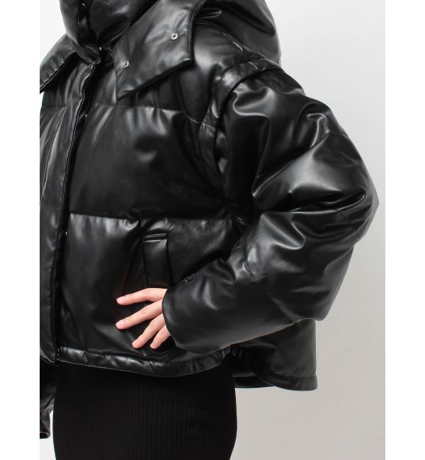 GYDA「2WAYフェイクレザーミドル丈ダウンコート」|ダウン|