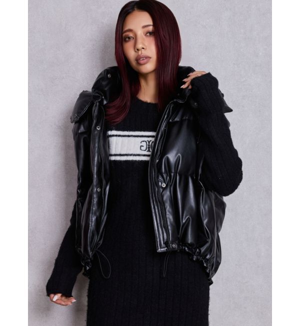 GYDA「2WAYフェイクレザーミドル丈ダウンコート」|ダウン|