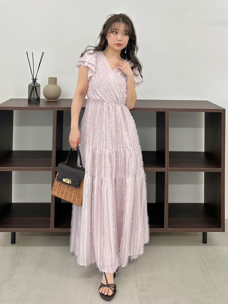 FRAY I.D「【00サイズあり】フリンジジャカードティアードワンピース」|ワンピース|