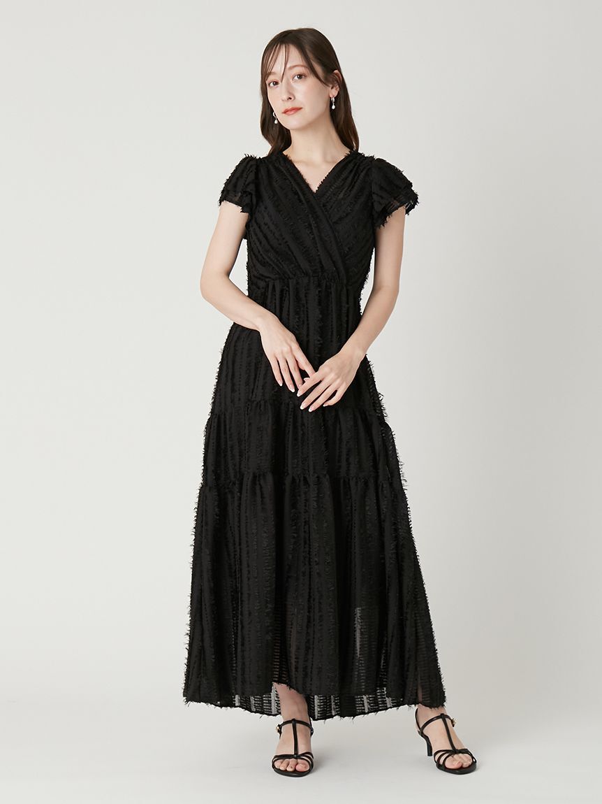 FRAY I.D「【00サイズあり】フリンジジャカードティアードワンピース」|ワンピース|